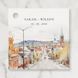 Étiquettes Cadeau Montpelier City Scape Vermont Watercolor Mariage