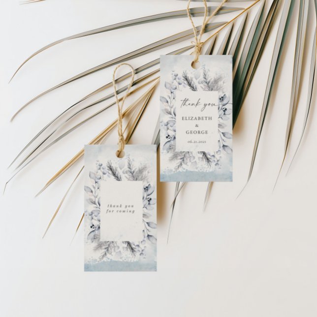 Étiquettes-cadeau Moody Blue Winter Floral Mariage (Créateur téléchargé)