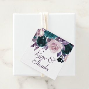 Étiquettes Cadeau Moody Boho   Eggplant pourpre et Merci Turquoise