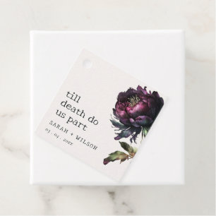 Étiquettes Cadeau Moody Gothic violet foncé Mariage de pivoine noire