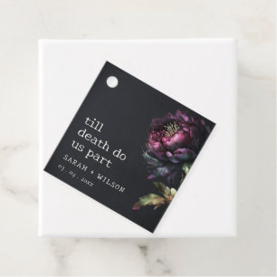 Étiquettes Cadeau Moody Gothic violet foncé Mariage de pivoine noire
