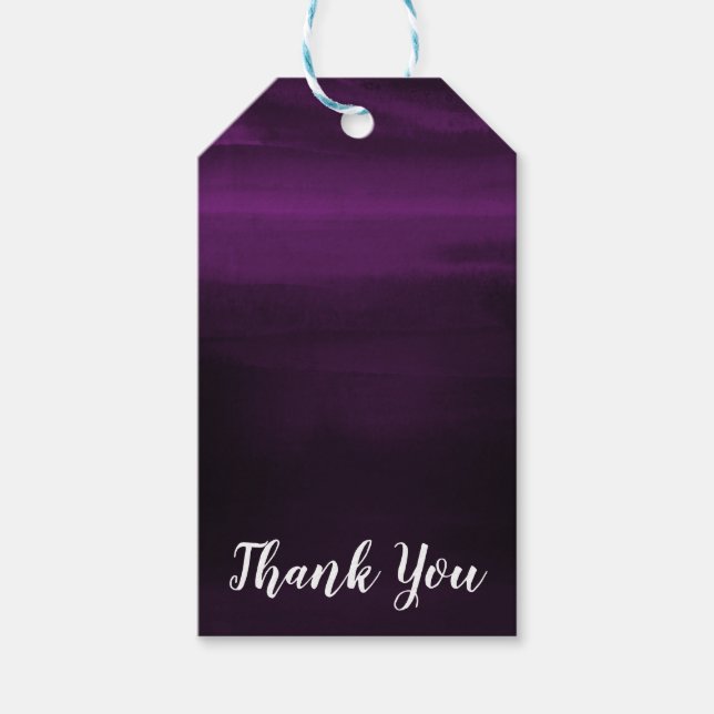 Étiquettes-cadeau Moody Purple Plum Moderne Aquarelle Chic Élégant (Devant)