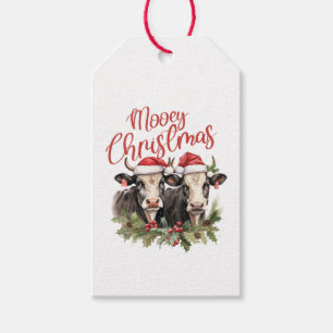 Étiquettes-cadeau Mooey Christmas Cow Cadeau Tags