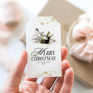 Étiquettes-cadeau Moon d'or moderne Forêt magique Photo Noël