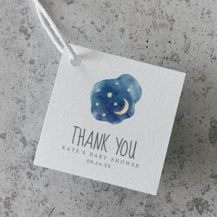 Étiquettes Cadeau Moon & Stars Boy Baby shower Merci Favoriser Tags