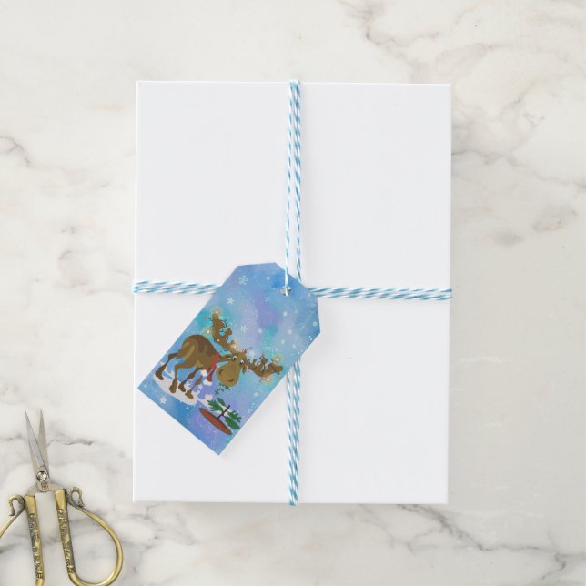 Étiquettes-cadeau Moose de Noël (Avec de laficelle)
