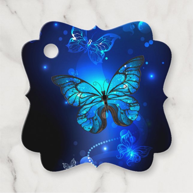 Étiquettes Cadeau Morpho Butterfly in the Dark Background (Devant)