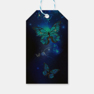 Étiquettes-cadeau Morpho Butterfly in the Dark Background
