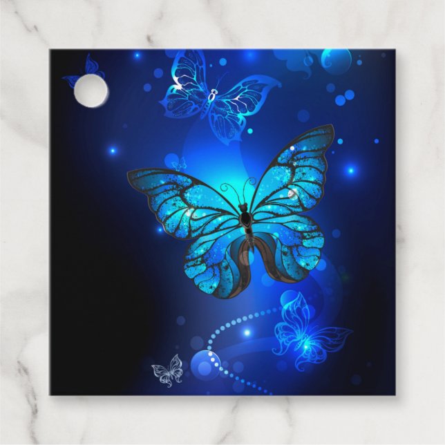 Étiquettes Cadeau Morpho Butterfly in the Dark Background (Devant)