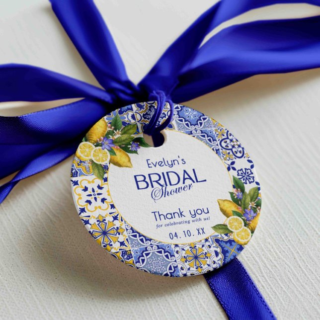 Étiquettes Cadeau Mosaïque italienne Fête des mariées citrons carrea (Créateur téléchargé)