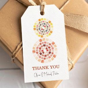 Étiquettes-cadeau Mosaïques circulaires merci