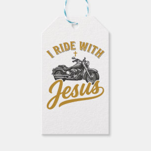 Étiquettes-cadeau Motard Chrétien Je Roule Avec Jésus Vintage Moto