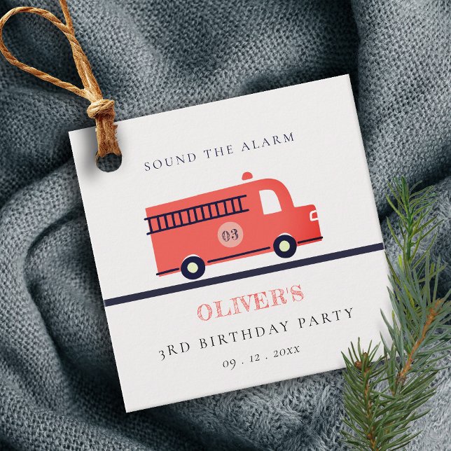 Étiquettes Cadeau Moteur de camion feu de la Marine Rouge n'importe  (Créateur téléchargé)