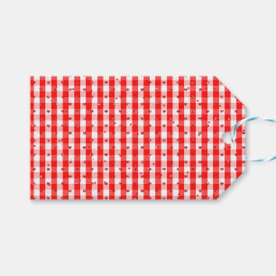 Étiquettes-cadeau Motif à carreaux rouge de la Saint-Valentin