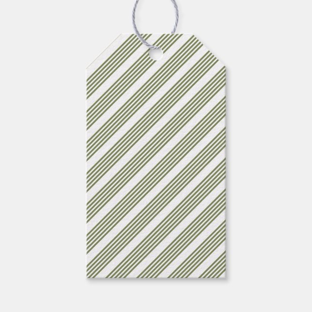 Étiquettes-cadeau Motif à cinq bandes vert et blanc olive (Devant)