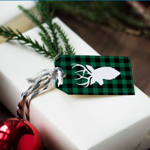 Étiquettes-cadeau Motif à plaid Rustic Green Buffalo