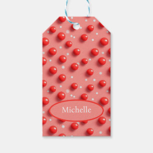 Étiquettes-cadeau Motif à pois rouges et blancs en 3D 