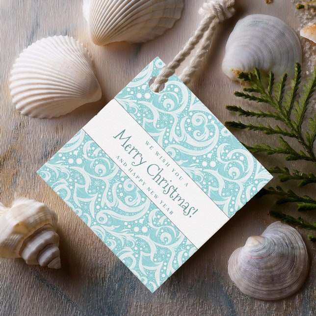 Étiquettes Cadeau Motif Abstrait turquoise Snowflake #10 ID1009 (Créateur téléchargé)