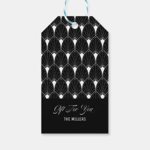 Étiquettes-cadeau Motif Art Déco Blanc Sur Noir