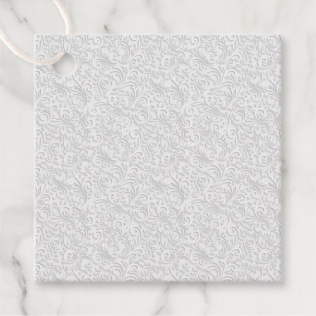 Étiquettes Cadeau Motif blanc élégant (Devant)
