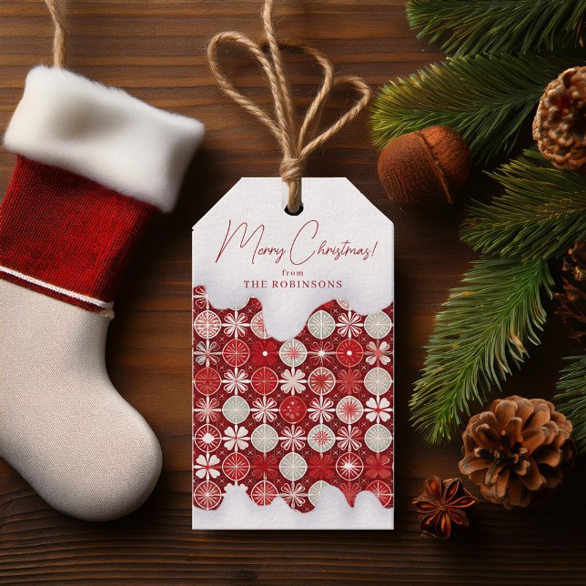 Étiquettes-cadeau Motif blanc rouge Noël #13 ID1009 (Créateur téléchargé)