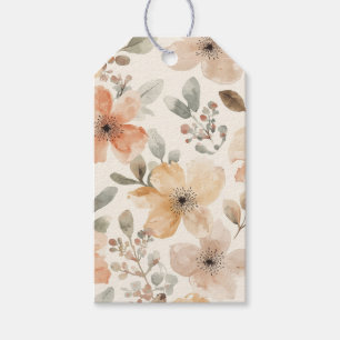 Étiquettes-cadeau Motif botanique à l'aquarelle de fleurs de pêche b