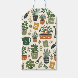 Étiquettes-cadeau Motif botanique de jardin de tomates et d'herbes e