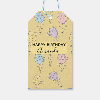Étiquettes-cadeau Motif Chat Ballons Minimaliste Mignon