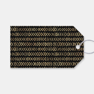 Étiquettes-cadeau Motif Chevron Gold Fun sur Noir