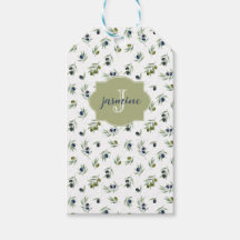 Motif chic aquarelle Monogramme nom Vert Olive