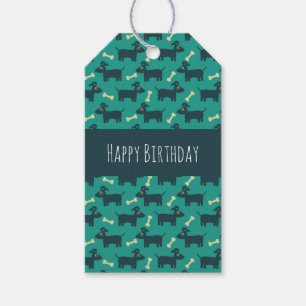 Étiquettes-cadeau Motif chien mignon avec os Joyeux anniversaire
