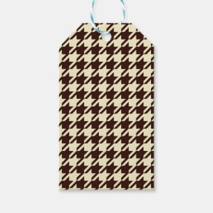 Étiquettes-cadeau Motif classique Brown ivoire Pepita Houndstooth