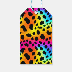 Étiquettes-cadeau Motif coloré Rainbow Cheetah sans couture
