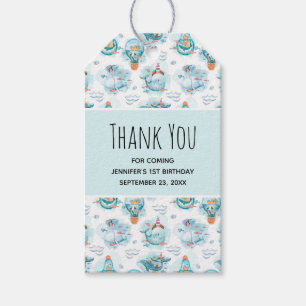 Étiquettes-cadeau Motif d'aquarelle de la belle baleine nautique