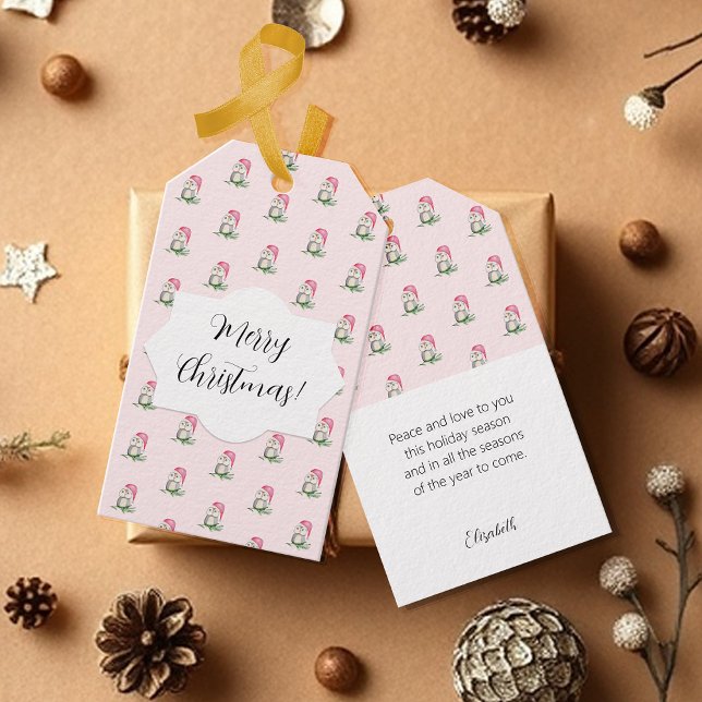 Étiquettes-cadeau Motif d'aquarelle des choux mignons Monogramme (Créateur téléchargé)