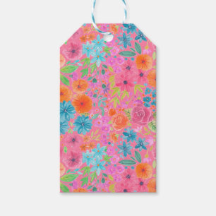 Étiquettes-cadeau Motif d'aquarelle florale en rose