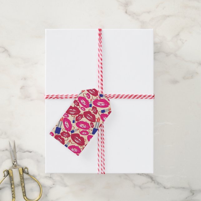 Étiquettes-cadeau Motif de baiser en bâton (Avec de la ficelle)