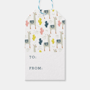 Étiquettes-cadeau Motif de cactus et de lamas