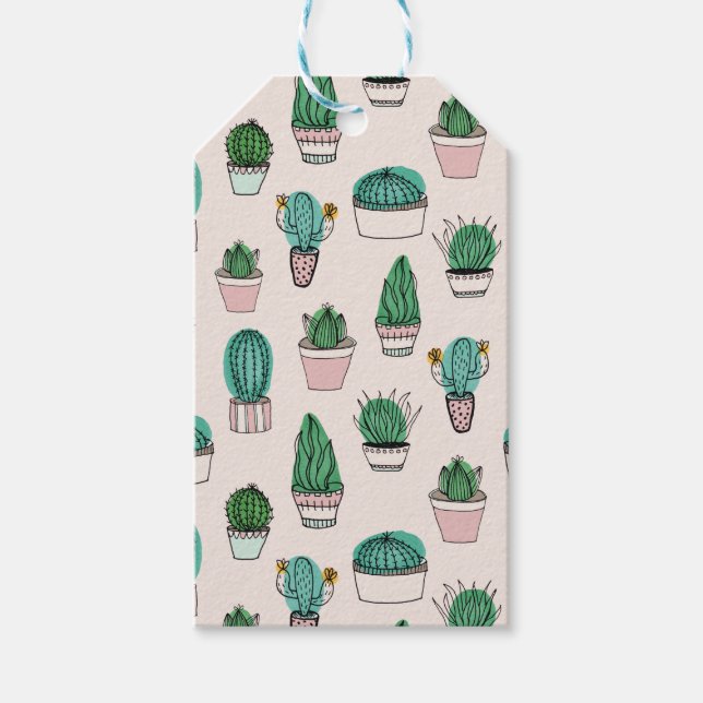 Étiquettes-cadeau Motif de cactus succulent (Devant)
