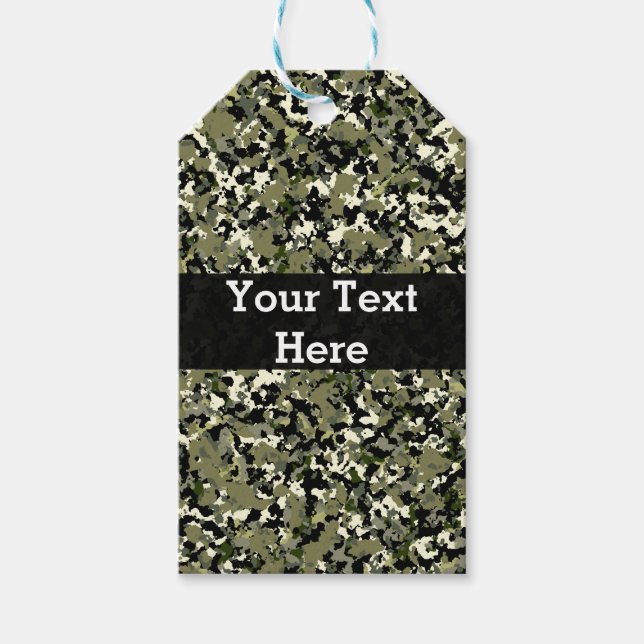 Étiquettes-cadeau Motif de camouflage vert noir crème Favor (Devant)