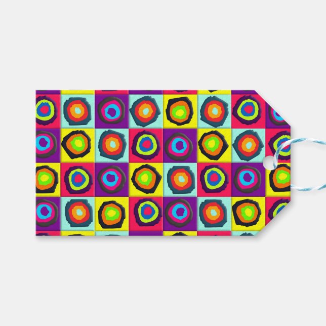 Étiquettes-cadeau motif de cercles (Devant (Horizontal))