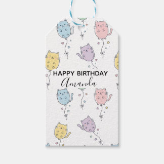 Étiquettes-cadeau Motif de chat ballon Minimaliste mignon