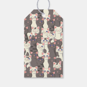 Étiquettes-cadeau Motif de chats blancs et gris