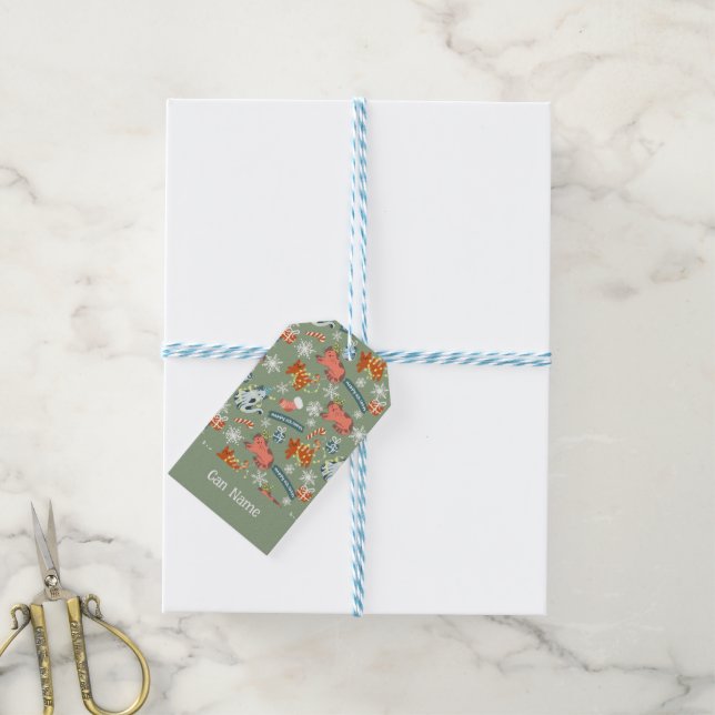 Étiquettes-cadeau Motif de chats de Noël mignons (Avec de laficelle)