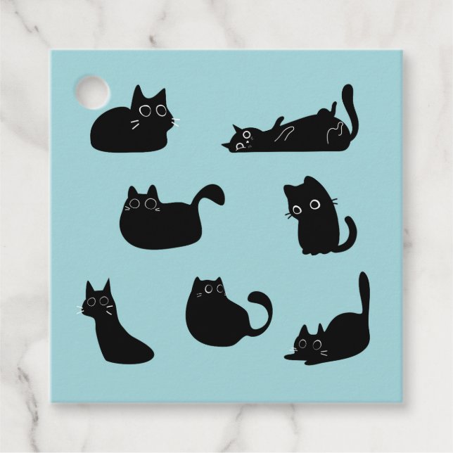Étiquettes Cadeau Motif de chats noirs (Devant)