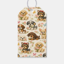 Motif de chiot mignon papillon floral
