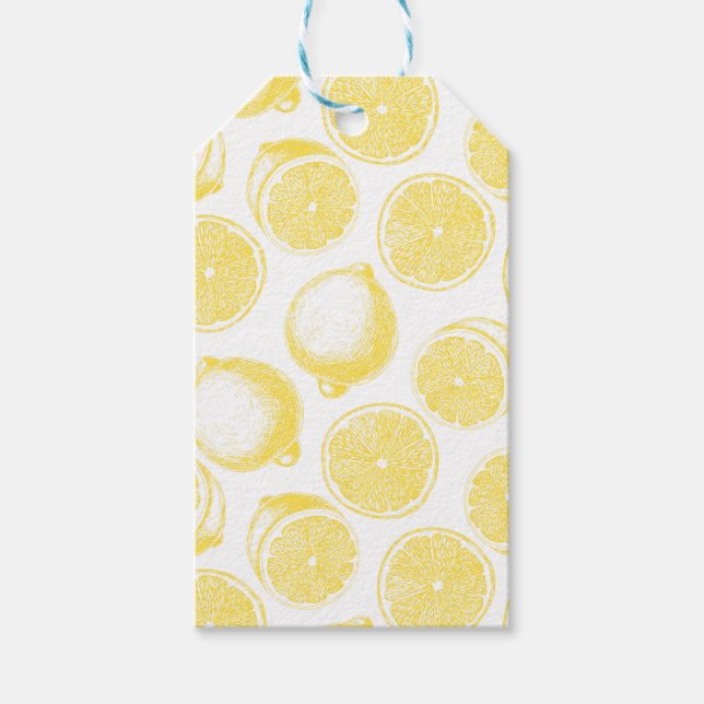 Étiquettes-cadeau Motif de citron à main (Devant)