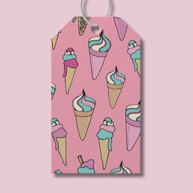 Étiquettes-cadeau Motif de cône de glace (pink ice cream pattern gift tag)