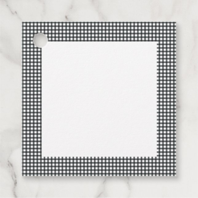Étiquettes Cadeau Motif de contrôle de plaid noir et blanc (Devant)