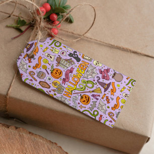 Étiquettes-cadeau Motif de doodle Halloween mignon